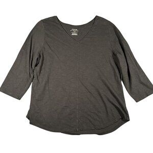 Chicos Ultimate Tee Shirt Womens 3 XL Black V‎ Neck 3/4 Sleeve Modal Cotton Soft